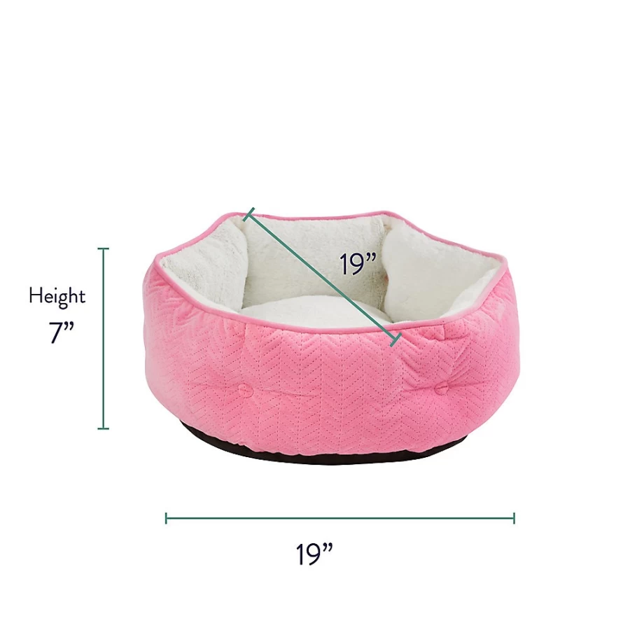 PetSmart Whisker City Pink Chevron Hexagon Cat Bed - Soft Cuddler Pet Bed for Cats