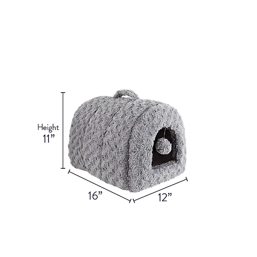 PetSmart Whisker City Cat Hideaway Hut - Cozy Plush Bed & Play Toy for Indoor Cats