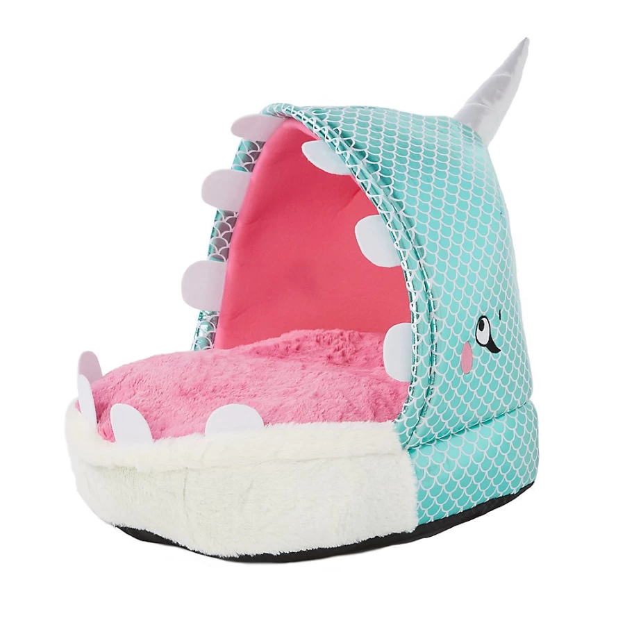 PetSmart Whisker City Elevated Cat Hut - Cozy Narwhal-Themed Pet Bed for Cats