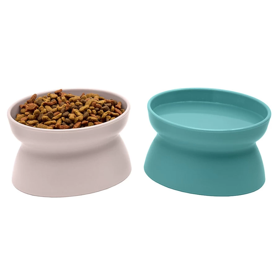 PetSmart Elevated Slanted Cat Bowl Set - 2-Pack for Comfortable Feeding, Anti-Vomit Design