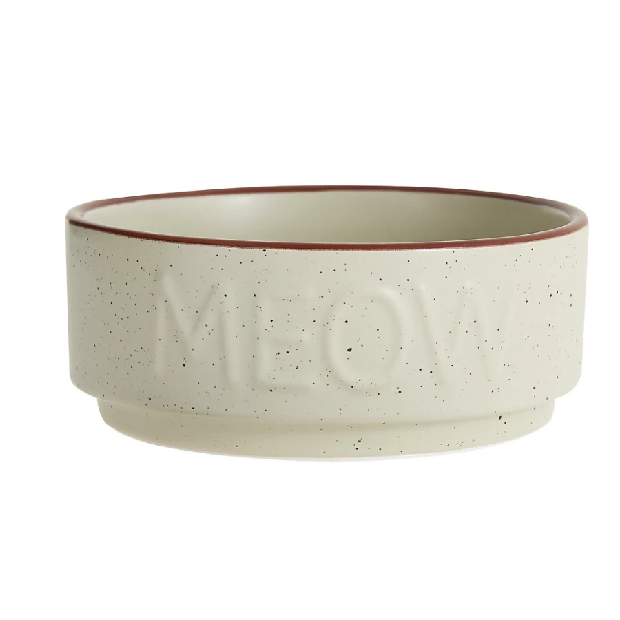 PetSmart Whisker City Ivory Ceramic Cat Bowl, 1.5 Cup Capacity, Durable Meow Design for Cats