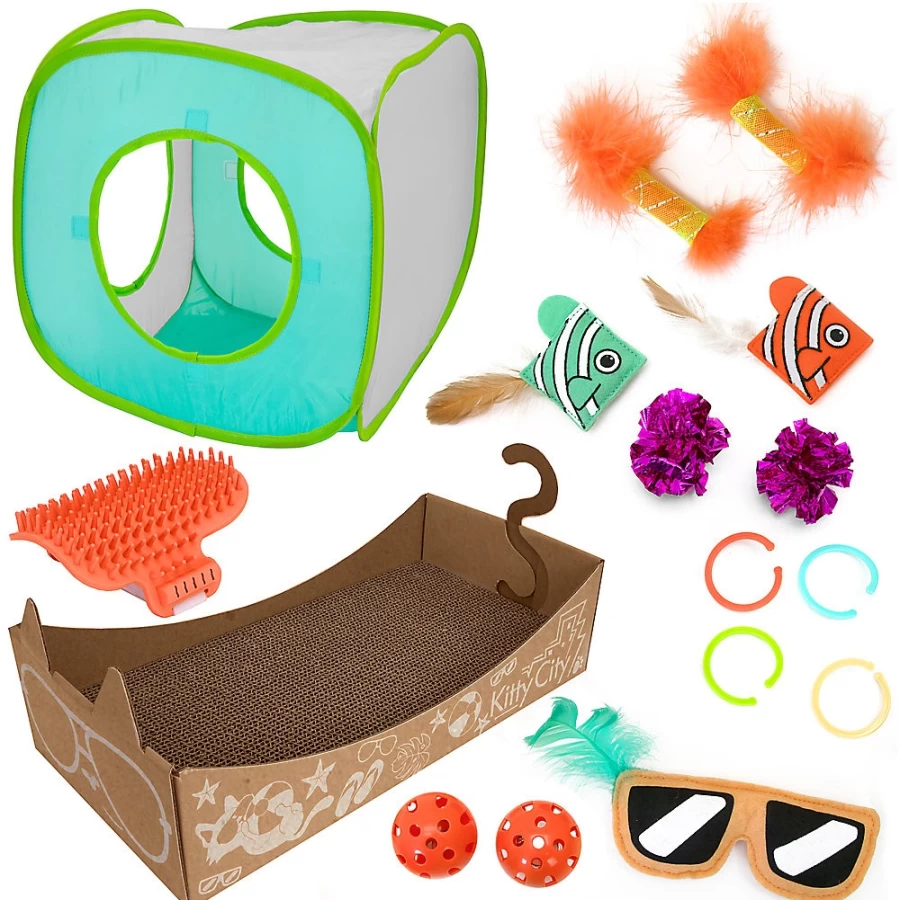 PetSmart Kitty City Deluxe Cat Toy Box - Interactive Toys for Indoor Cats, Scratching Post & Playhouse