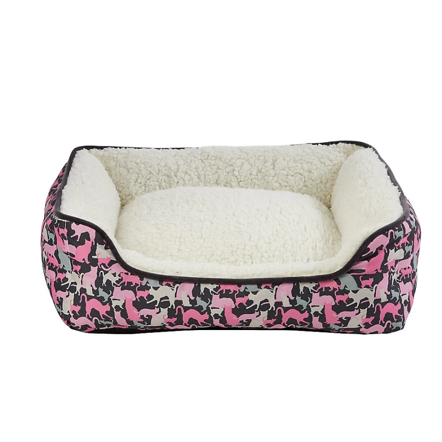 PetSmart Whisker City Pink Cat Bed - Soft Cuddler with Fun Print for Cozy Cat Naps