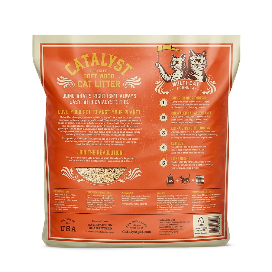 PetSmart Catalyst Clumping Multi-Cat Natural Wood Cat Litter - Lightweight, Low Dust, Scented, Eco-Friendly Upcycled Soft Wood