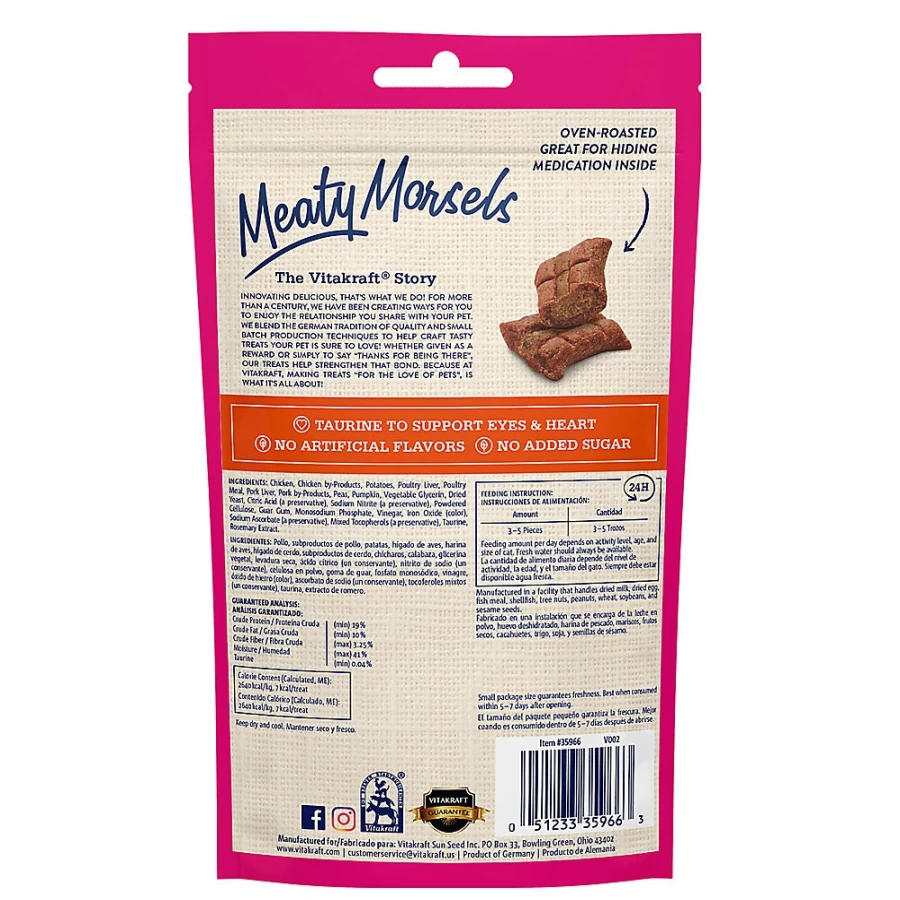 PetSmart Vitakraft Meaty Morsels Soft Cat Treats - Tender Meat-Flavored Bites, 1.4 oz Pack