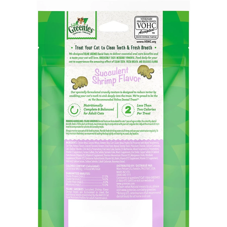 PetSmart Feline Greenies Adult Cat Dental Treats - Natural Shrimp Flavor, Dental Care Snacks for Cats