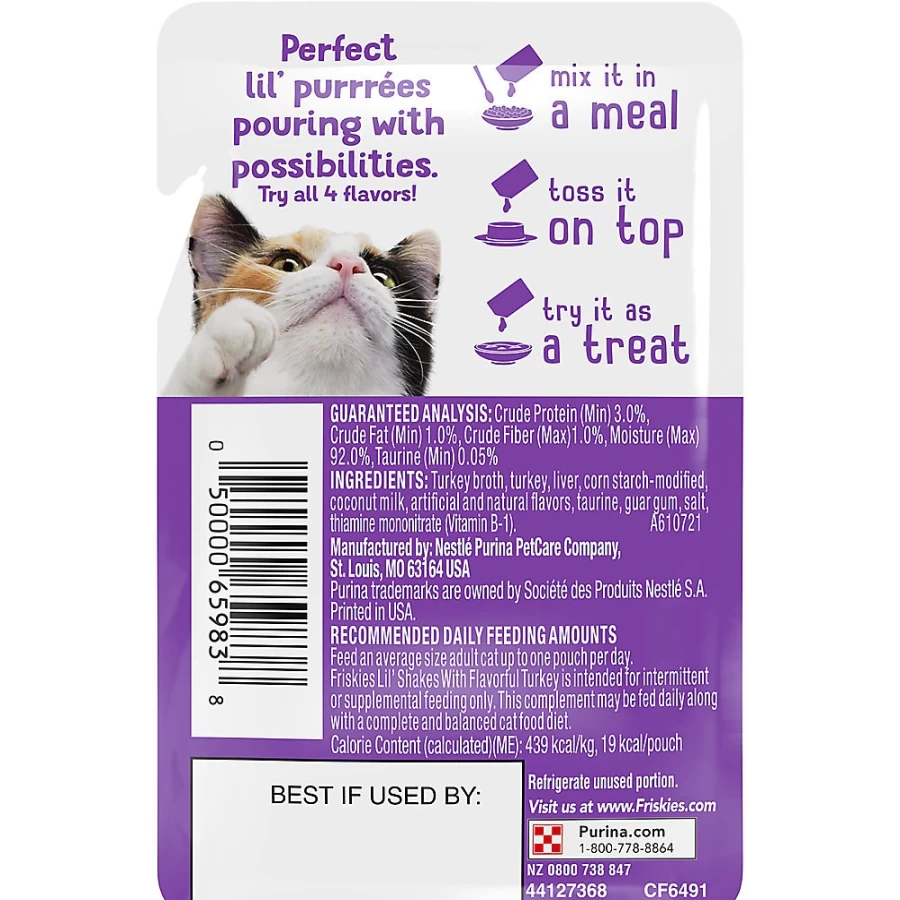 PetSmart Purina Friskies Lil' Shakes Turkey Flavor Cat Treats - Crunchy & Irresistible Snacks for Cats