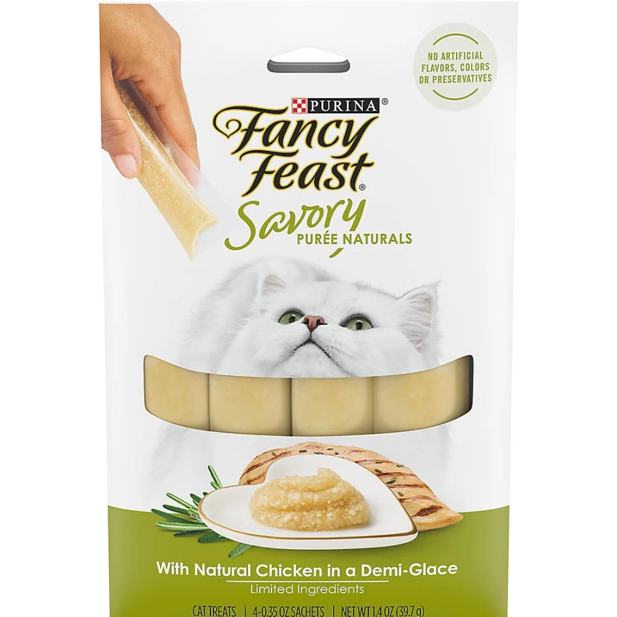 PetSmart Fancy Feast Natural Chicken Cat Treats for Adults - No Artificial Colors or Flavors, Savory Puree