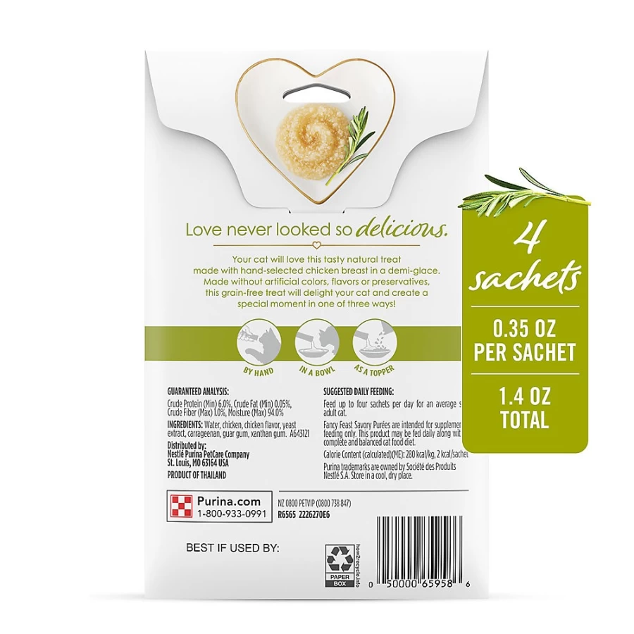 PetSmart Fancy Feast Natural Chicken Cat Treats for Adults - No Artificial Colors or Flavors, Savory Puree