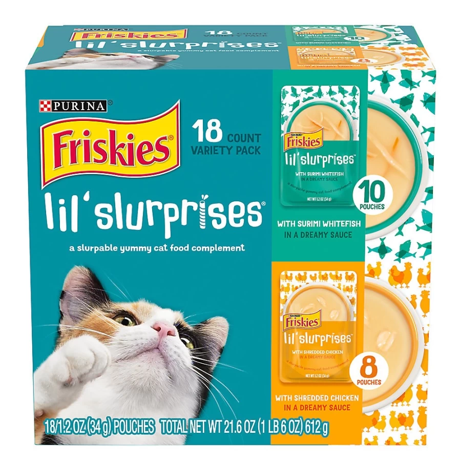 Purina Friskies Lil' Slurprises Wet Cat Food Variety Pack for Adult Cats - 18 Cans | PetSmart