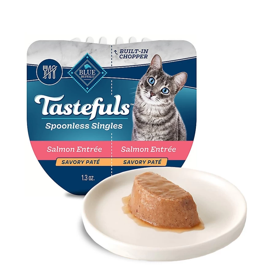 PetSmart Blue Buffalo Tastefuls Spoonless Singles Adult Wet Cat Food - Natural Salmon Pate, Grain-Free Wet Cat Food for Adult Cats