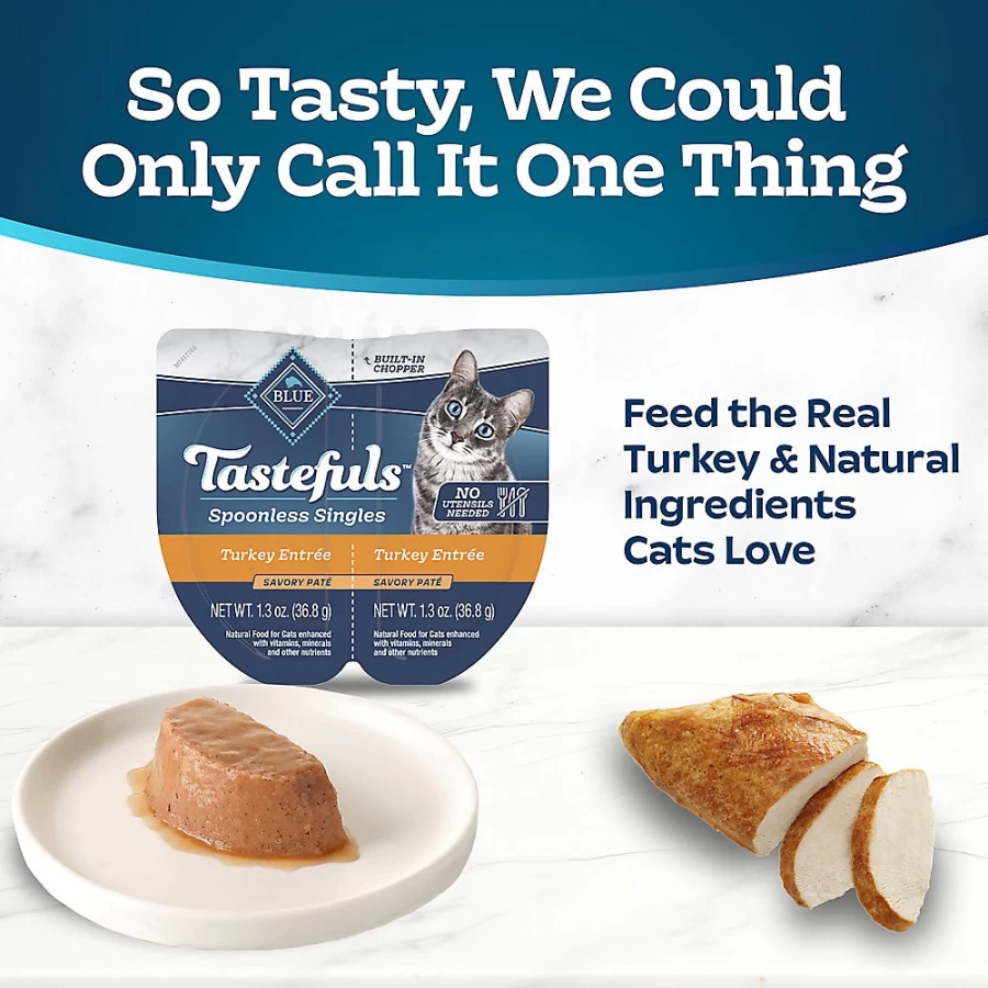 PetSmart Blue Buffalo Tastefuls Natural Turkey Pate Wet Cat Food for Adult Cats - Spoonless Singles