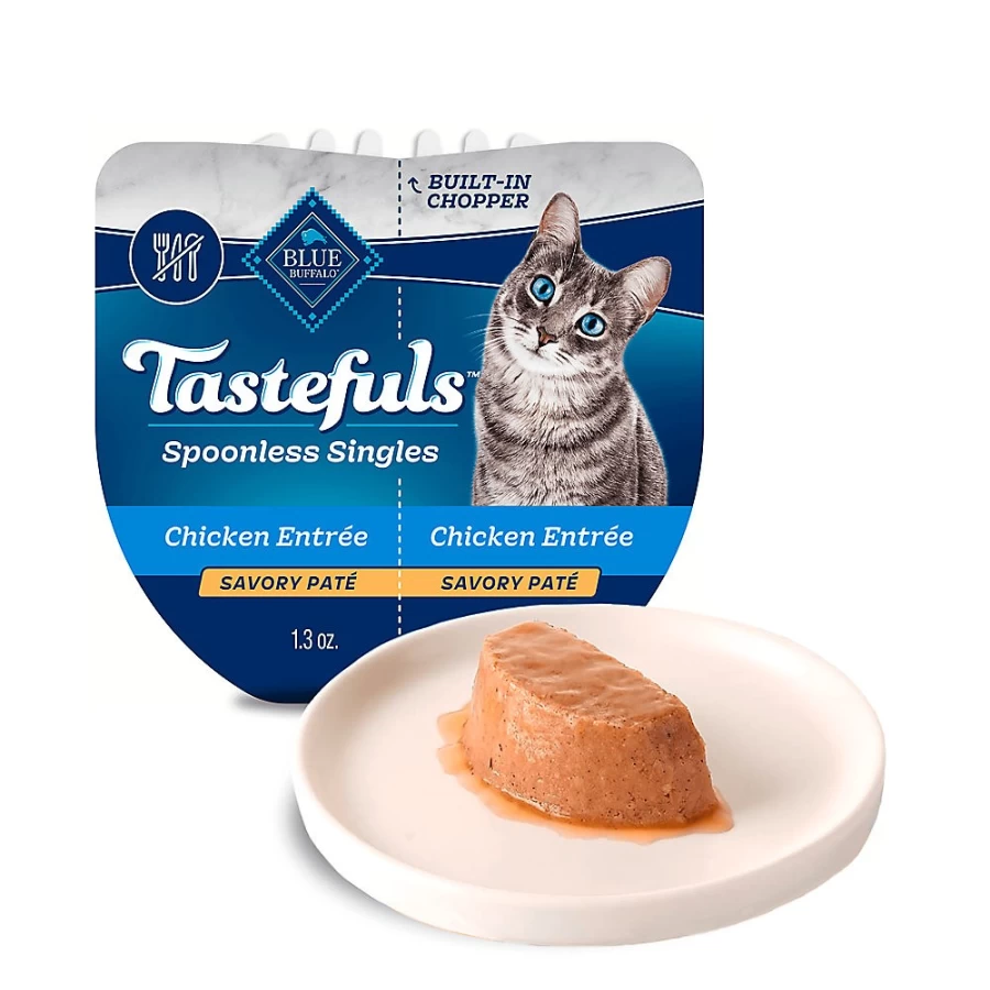 PetSmart Blue Buffalo Tastefuls Spoonless Singles Adult Wet Cat Food - Natural Chicken Pate, Grain-Free Recipe for Cats
