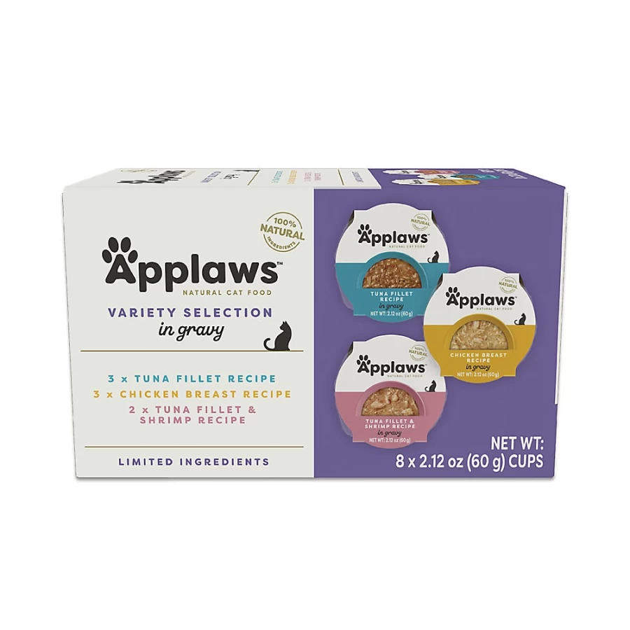 PetSmart Applaws Natural Wet Cat Food Variety Pack - Limited Ingredient, Grain-Free Flakes in Gravy, 8 Cup Set for Cats