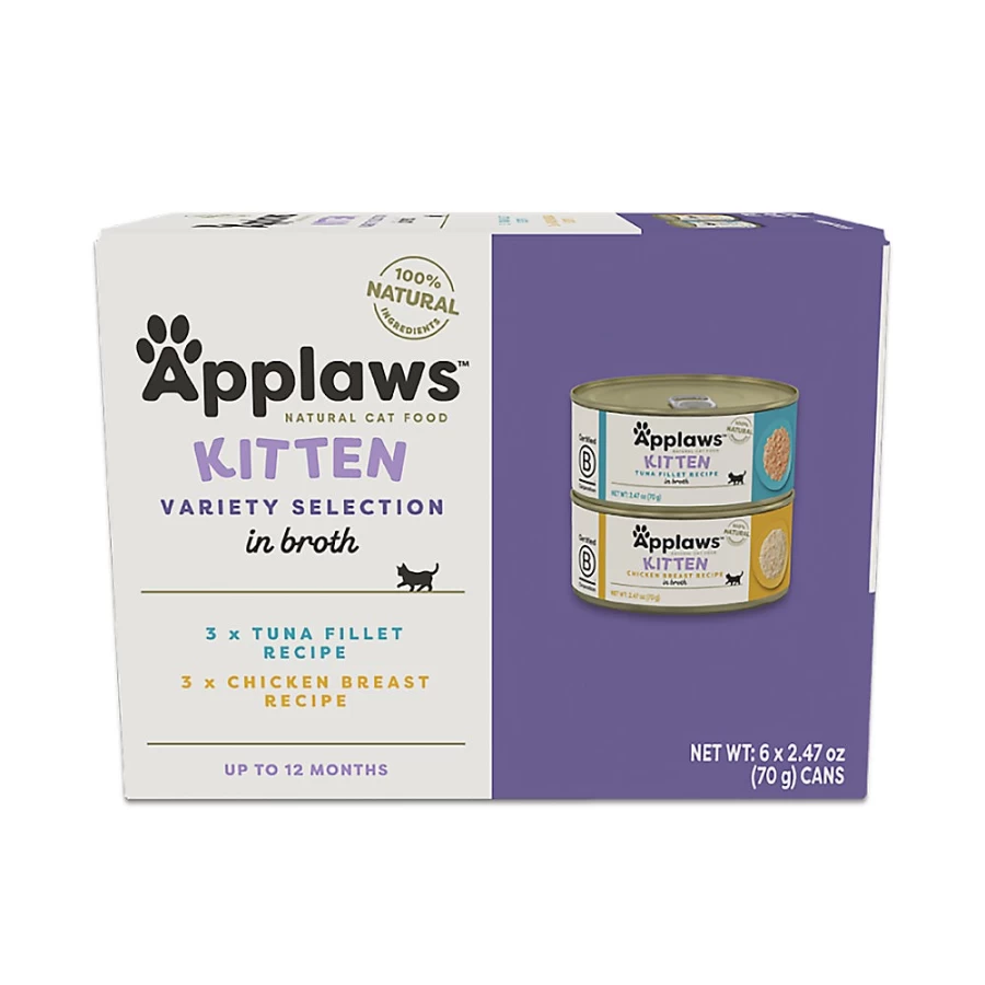 PetSmart Applaws Natural Kitten Wet Cat Food in Broth - Limited Ingredient Variety Pack, 6 Count