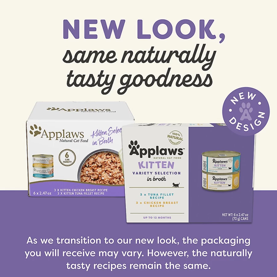 PetSmart Applaws Natural Kitten Wet Cat Food in Broth - Limited Ingredient Variety Pack, 6 Count