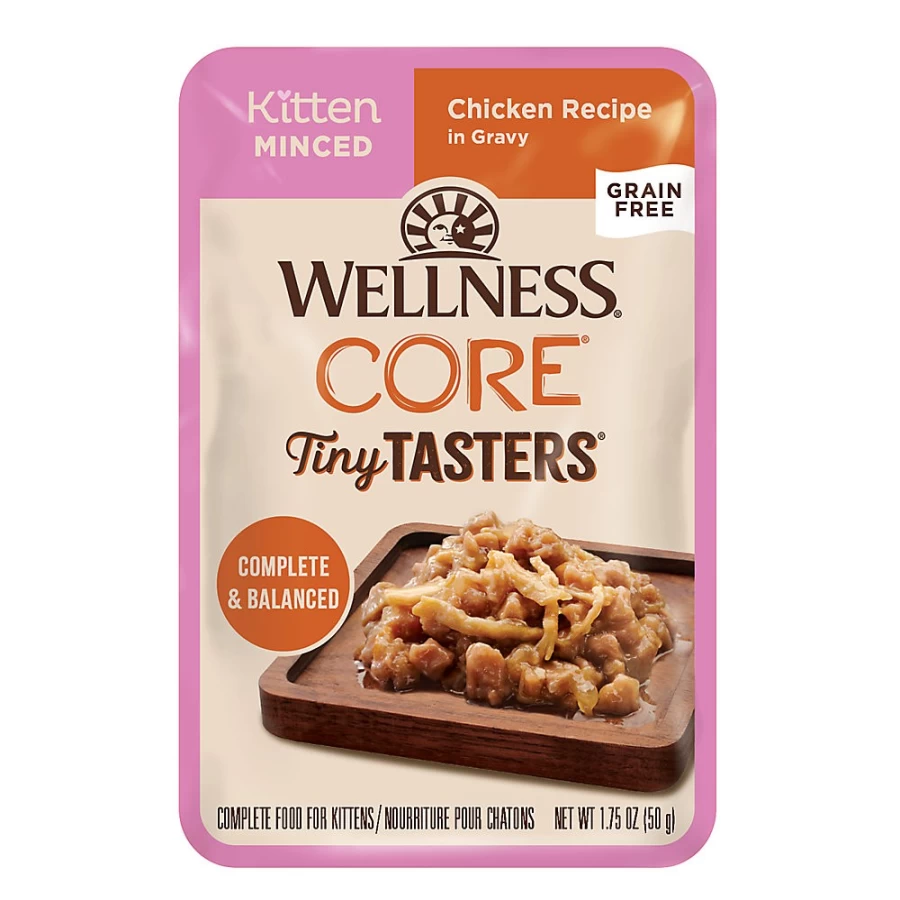 PetSmart Wellness CORE Grain-Free Natural Kitten Wet Cat Food, Minced Tiny Tasters, 1.75 oz