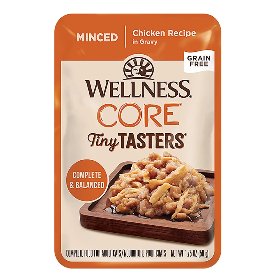 PetSmart Wellness CORE Grain-Free Natural Wet Cat Food Topper for All Life Stages - Tiny Tasters Minced, 1.75 oz