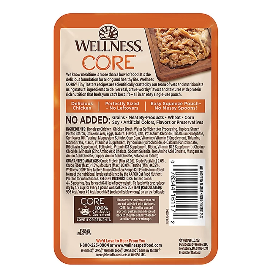PetSmart Wellness CORE Grain-Free Natural Wet Cat Food Topper for All Life Stages - Tiny Tasters Minced, 1.75 oz
