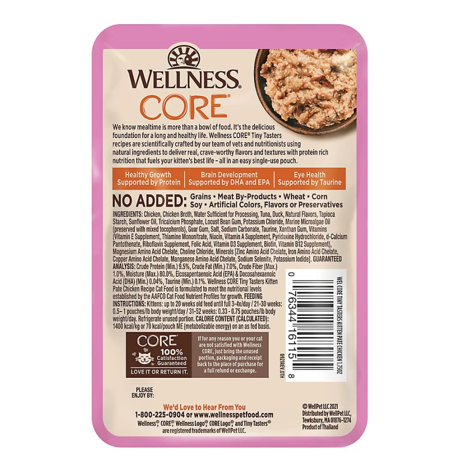 PetSmart Wellness CORE Grain-Free Kitten Wet Food Pate, Natural Recipe, 1.75 oz Tiny Tasters