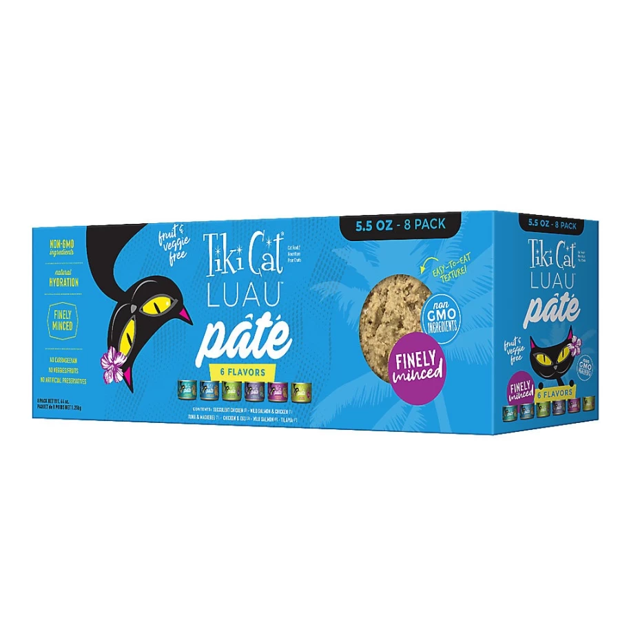 PetSmart Tiki Cat LUAU Grain-Free Pate Cat Food Variety Pack - Natural, Non-GMO, 8 Cans