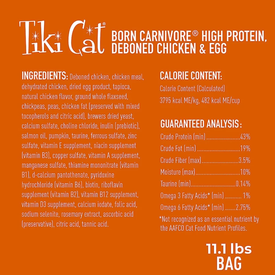 PetSmart Tiki Cat Born Carnivore Grain-Free Cat & Kitten Food - High-Protein Chicken & Egg Recipe, Non-GMO
