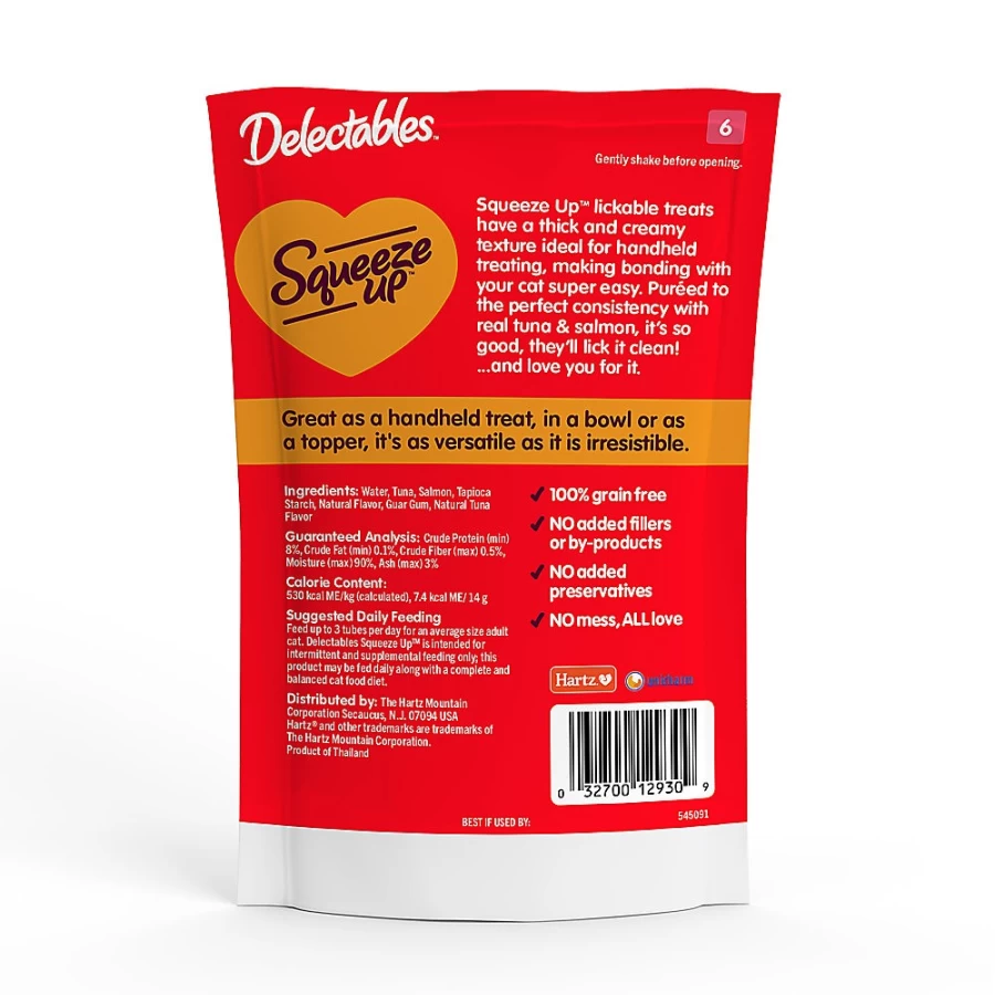 PetSmart Hartz Delectables Squeeze Up Tuna & Salmon Puree Cat Treats for Cats
