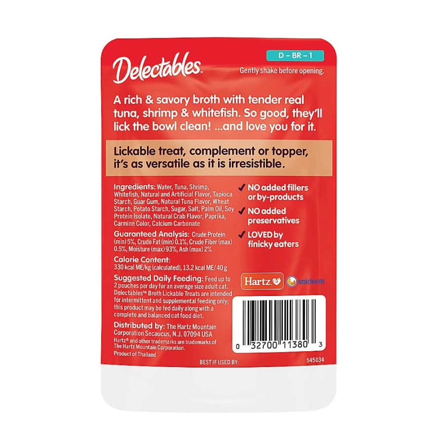 PetSmart Delectables Savory Broths Lickable Cat Treats - Tuna, Shrimp & Whitefish Flavor Gourmet Wet Snacks for Cats
