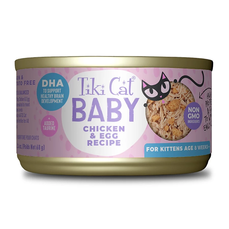 PetSmart Tiki Cat Baby Kitten Wet Food - Natural Grain-Free Kitten Formula, 2.4oz Cans (Pack of X)