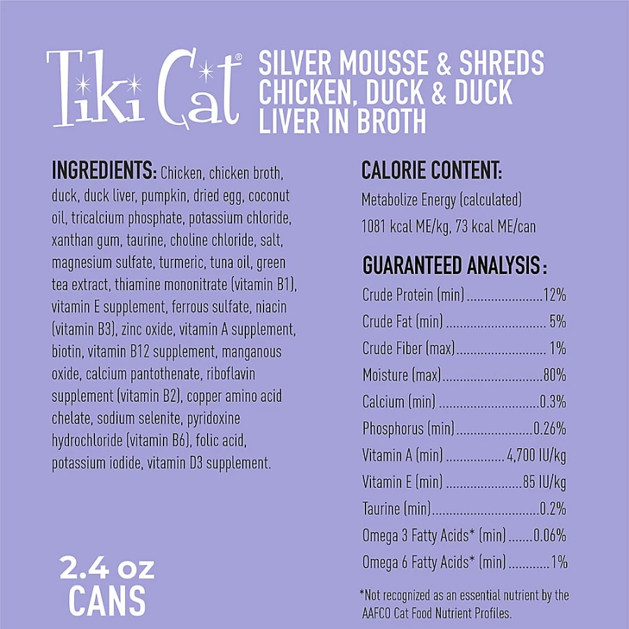 PetSmart Tiki Cat Senior Wet Food Variety Pack - Grain-Free, Natural Mousse & Shreds for Older Cats, 6 Cans