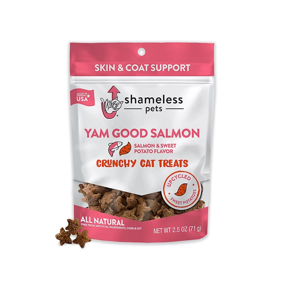 PetSmart Shameless Pets Yam Good Salmon Crunchy Cat Treats - 2.5 oz, Grain-Free, Healthy Snacks for Cats