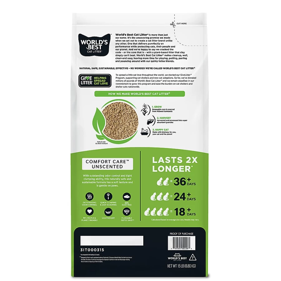 PetSmart Natural Clumping Corn Cat Litter - Unscented, Low Dust, Lightweight for Multi-Cat Households