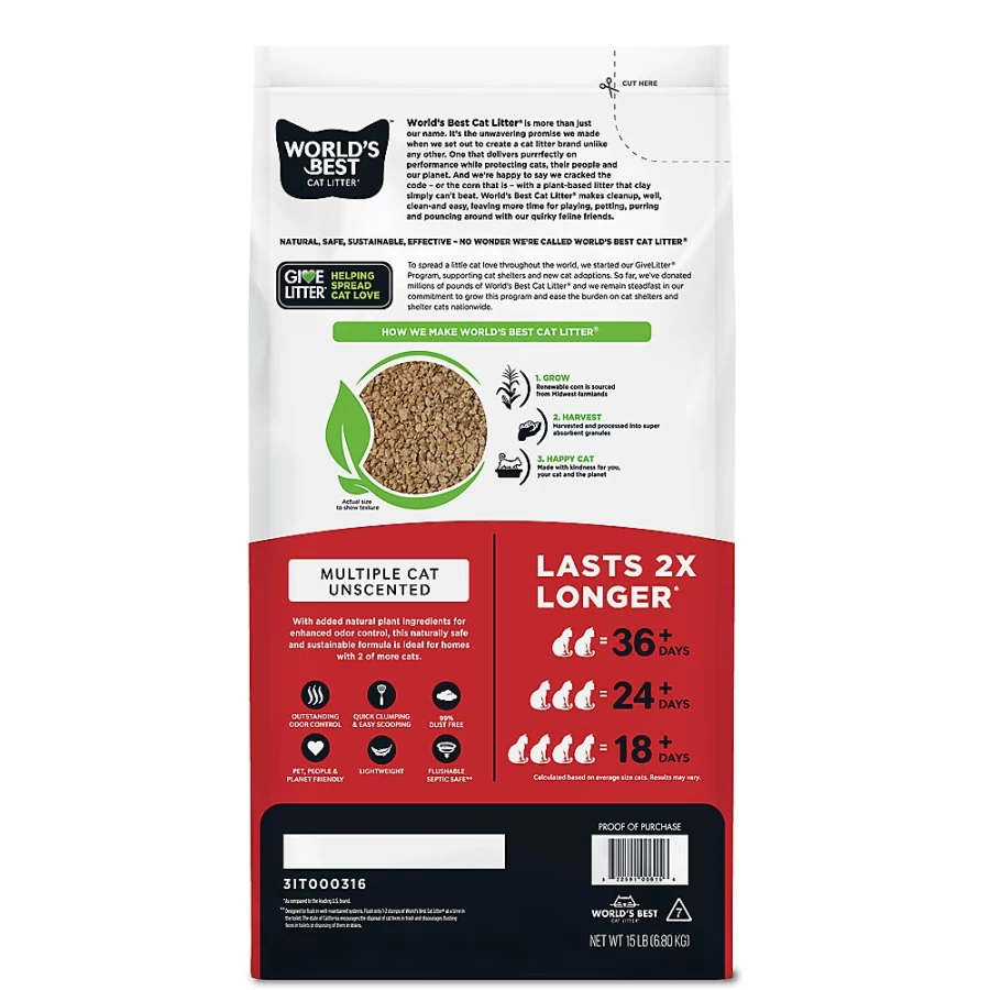 PetSmart Unscented Clumping Corn Cat Litter - Natural, Low Dust, Lightweight for Multi-Cat Homes