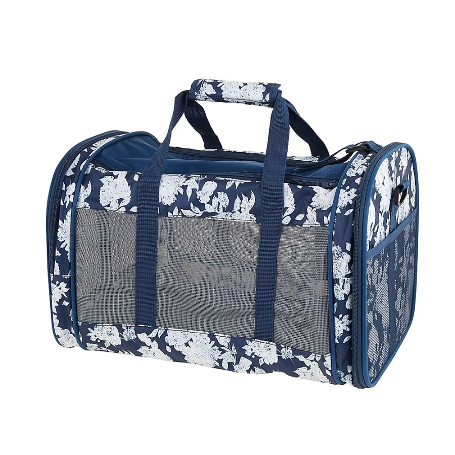 PetSmart Whisker City Blue Floral Soft-Sided Cat Carrier for Travel & Vet Visits