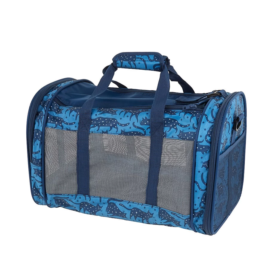 PetSmart Whisker City Soft-Sided Cat Carrier - Blue Cat Print, Lightweight & Airline Approved Pet Travel Carrier