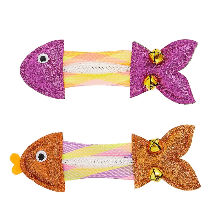 PetSmart Whisker City 2-Pack Cat Toy with Bells - Interactive Fish Toy for Cats