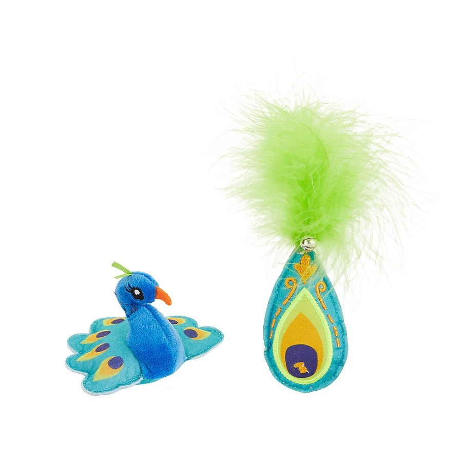 PetSmart Whisker City 2-Pack Peacock Feather Cat Toys for Interactive Play