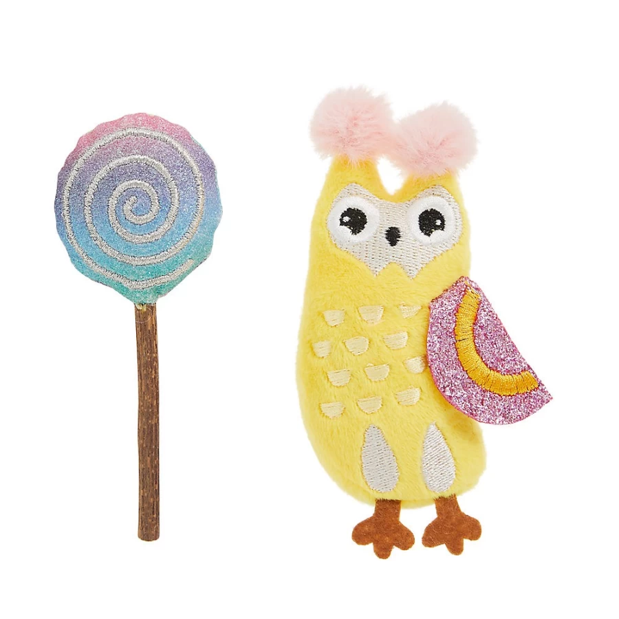 PetSmart Whisker City Owl Lolly Pop Cat Toys - 2 Pack Interactive Feather Toys for Cats
