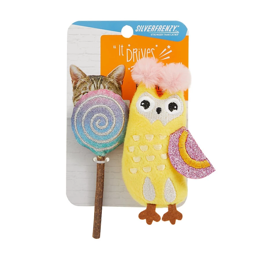 PetSmart Whisker City Owl Lolly Pop Cat Toys - 2 Pack Interactive Feather Toys for Cats