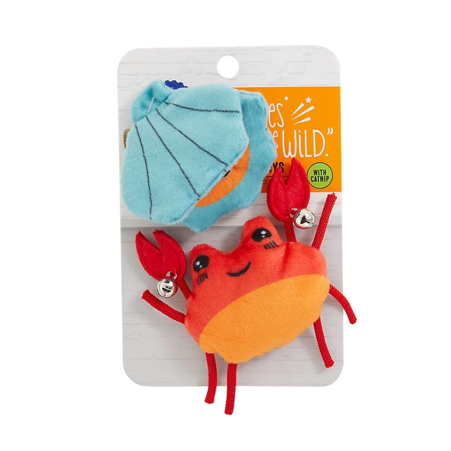 PetSmart Whisker City Clam & Crab Cat Toys - 2-Pack Interactive Catnip Toys for Indoor Cats