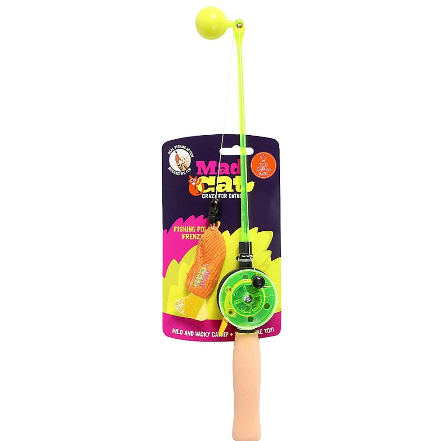 PetSmart Mad Cat Frenzy Fishing Pole Toy for Cats - Interactive Teaser Wand with Feathers