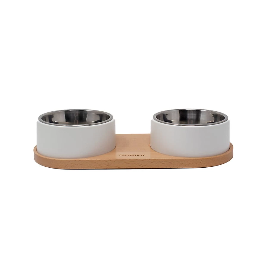PetSmart Instachew Puresteel Double Dog Bowl - Stainless Steel Dual Pet Food & Water Dish