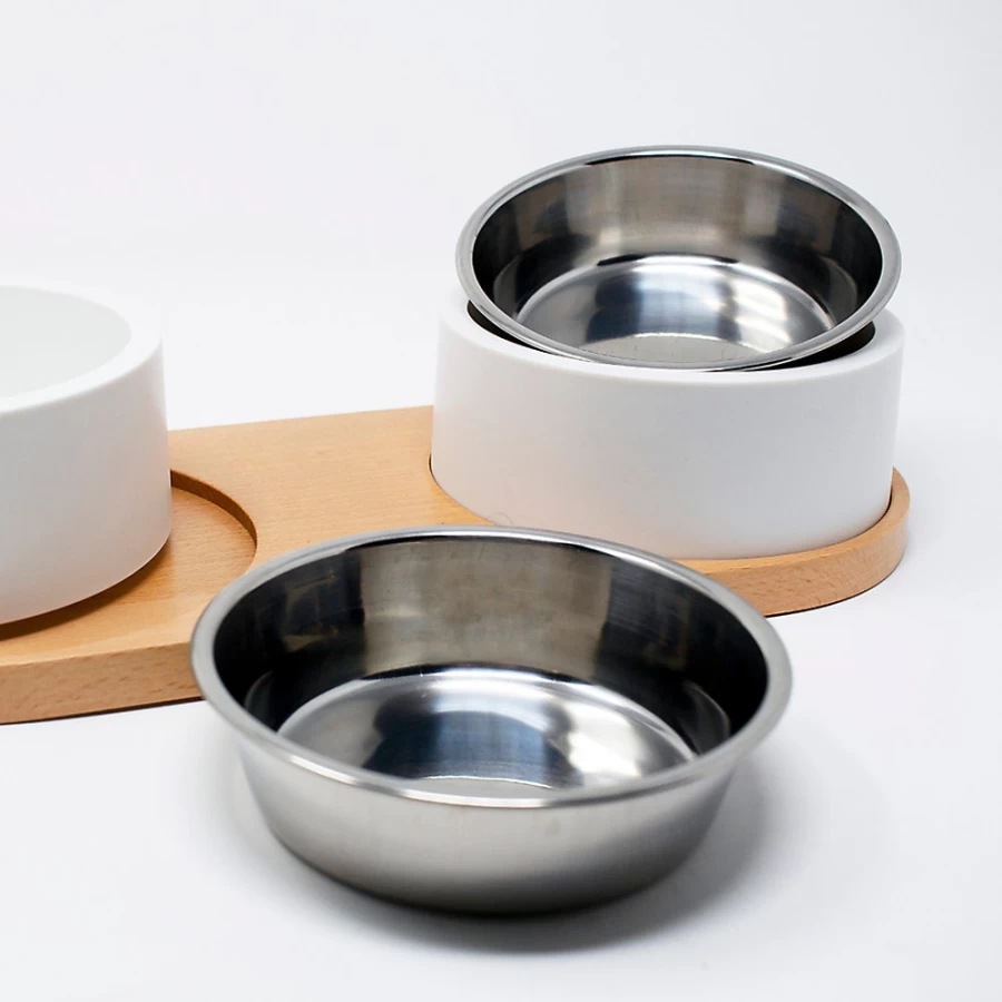PetSmart Instachew Puresteel Double Dog Bowl - Stainless Steel Dual Pet Food & Water Dish