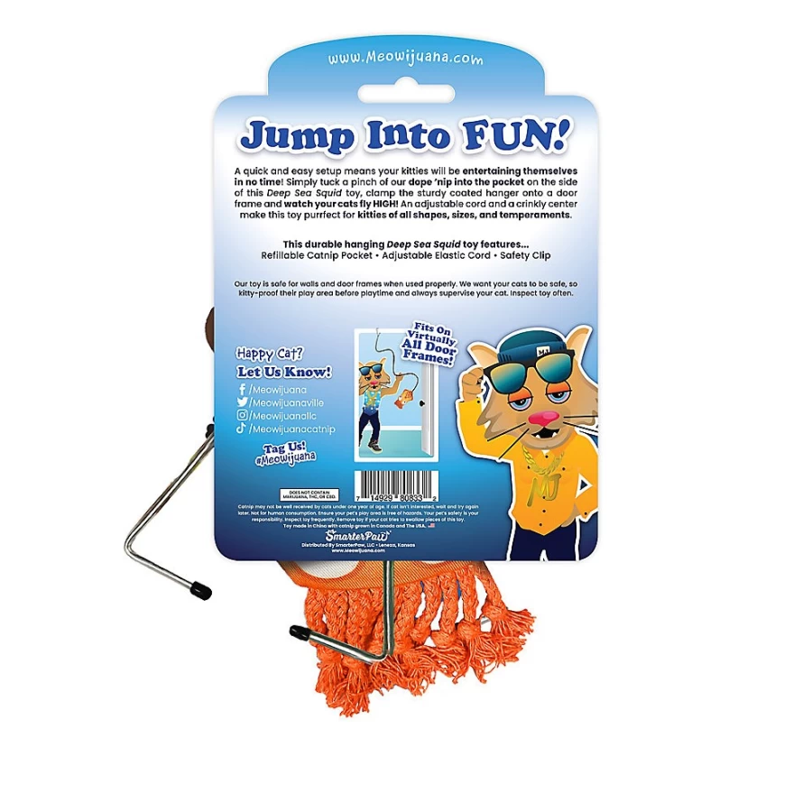 PetSmart Meowijuana Deep Sea Squid Refillable Catnip Cat Toy - Jump 'n' Jamb Door Hanging Plaything