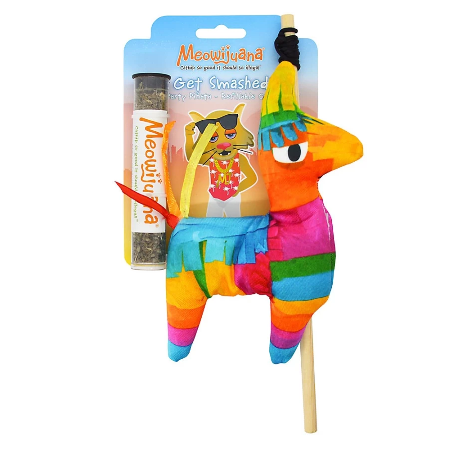 PetSmart Meowijuana Refillable Catnip Wand Toy - Smashed Llama Party Piñata for Cats