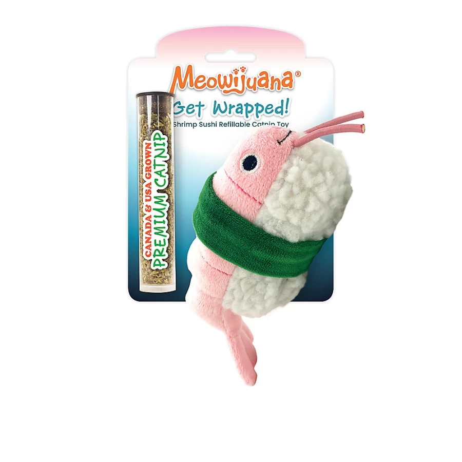 "PetSmart Meowijuana Refillable Catnip Cat Toy - Shrimp Sushi Design for Playful Kitties"