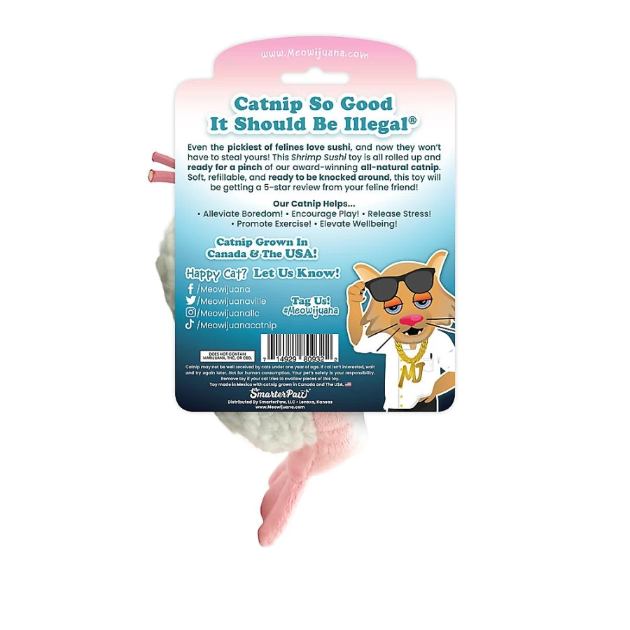 "PetSmart Meowijuana Refillable Catnip Cat Toy - Shrimp Sushi Design for Playful Kitties"