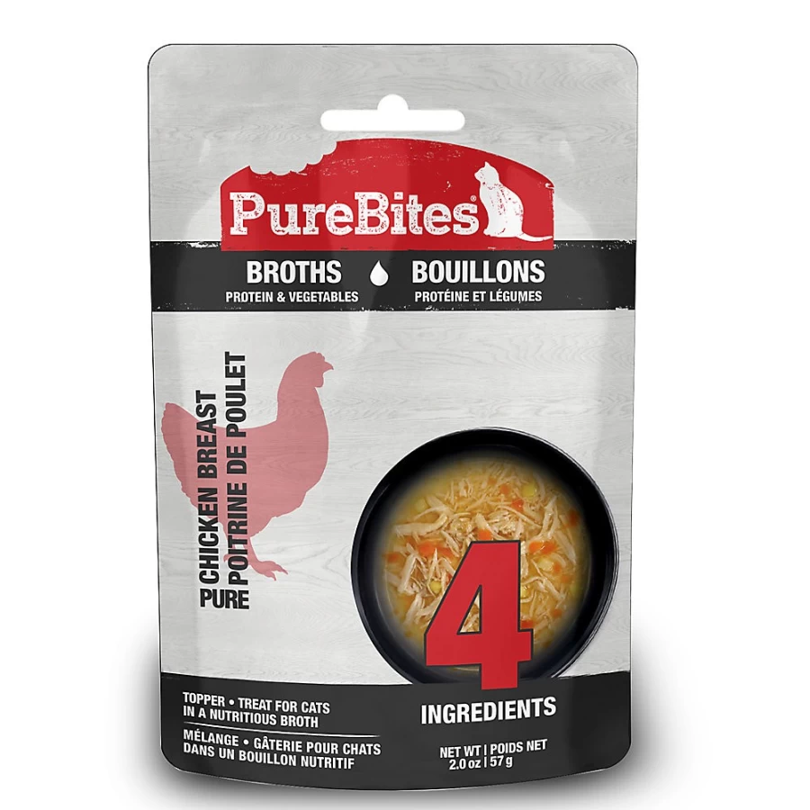 PetSmart PureBites Chicken & Vegetables Broth Wet Cat Treat Pouch - Grain-Free, Healthy Snack