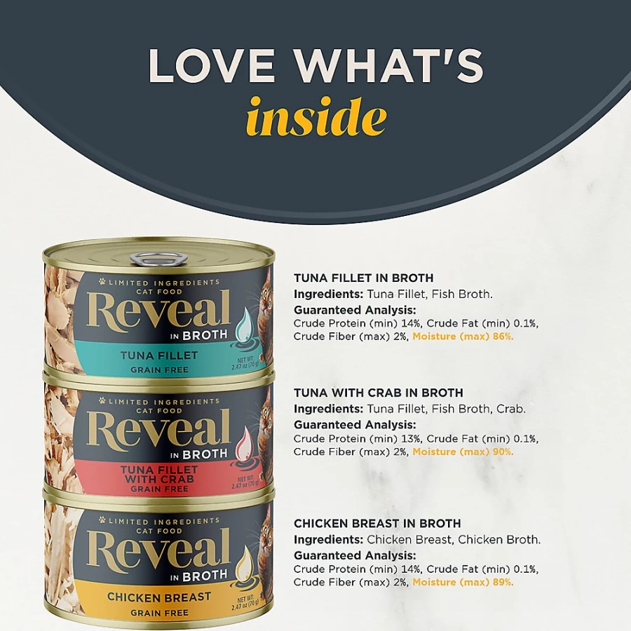 PetSmart Reveal Grain-Free Limited Ingredient Wet Cat Food for All Life Stages, 2.47 Oz Pouch (Pack of 12)