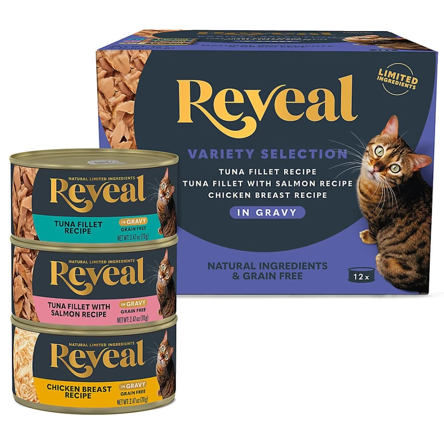 PetSmart Reveal Grain-Free Limited Ingredient Wet Cat Food for All Life Stages, 2.47oz Pouch (Pack of 12)